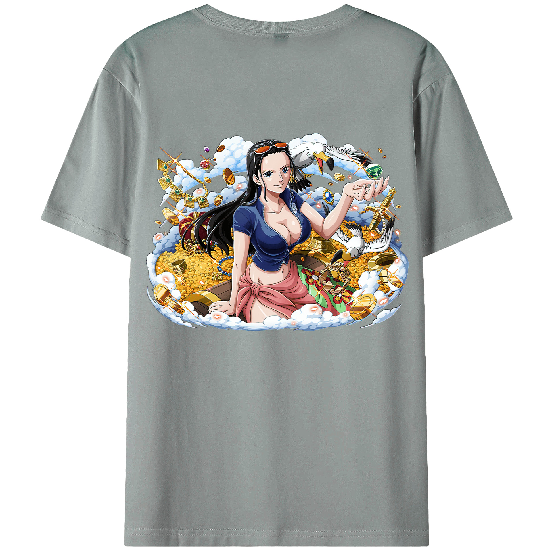 ワンピース ニコ・ロビン ONE PIECE Nico Robin 綿100％ メンズ半袖Tシャツ（バックプリント） 通気性